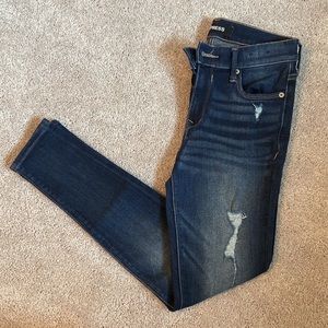 Express Dark Wash Ripped Skinny Jean | 0SHORT